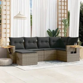 6-piece garden furniture set and gray synthetic rattan cushions by , Garden sets - Ref: Foro24-3227019, Price: 368,23 €, Disc...