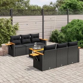 7-piece garden dining set and black synthetic rattan cushions by , Garden sets - Ref: Foro24-3226629, Price: 495,25 €, Discou...