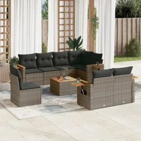 9-piece garden furniture set and gray synthetic rattan cushions by , Garden sets - Ref: Foro24-3227012, Price: 580,91 €, Disc...
