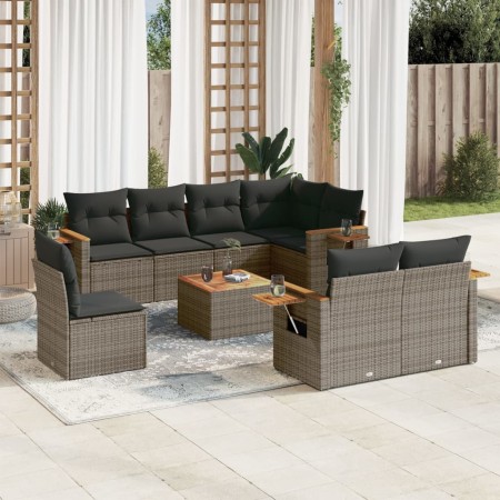 9-teiliges Gartenmöbel-Set und graue synthetische Rattankissen von , Gartensets - Ref: Foro24-3227012, Preis: 568,87 €, Rabat...