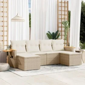 Garden sofa set with cushions 6 pieces beige synthetic rattan by , Garden sets - Ref: Foro24-3227059, Price: 408,48 €, Discou...