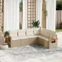 Gartensofa-Set mit Kissen, 6-teilig, beiges synthetisches Rattan von , Gartensets - Ref: Foro24-3226842, Preis: 457,92 €, Rab...