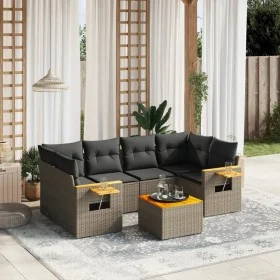 7-piece garden sofa set with gray PE rattan cushions by , Garden sets - Ref: Foro24-3226641, Price: 434,43 €, Discount: %
