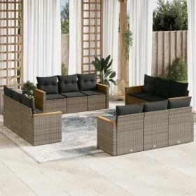 12-teiliges Gartensofa-Set mit grauen synthetischen Rattankissen von , Gartensets - Ref: Foro24-3258238, Preis: 823,20 €, Rab...