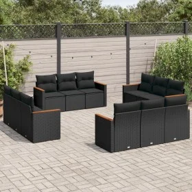 Garden sofa set 12 pieces with black synthetic rattan cushions by , Garden sets - Ref: Foro24-3258233, Price: 920,52 €, Disco...