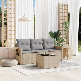 Gartensofa-Set mit Kissen, 4-teilig, beiges synthetisches Rattan von , Gartensets - Ref: Foro24-3252206, Preis: 295,94 €, Rab...
