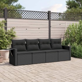 4-piece garden sofa set with black synthetic rattan cushions by , Garden sets - Ref: Foro24-3252212, Price: 299,63 €, Discoun...