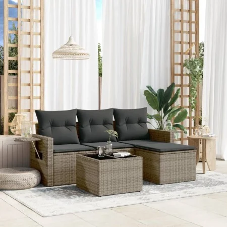 4-piece garden sofa set and gray synthetic rattan cushions by , Garden sets - Ref: Foro24-3252407, Price: 263,96 €, Discount: %