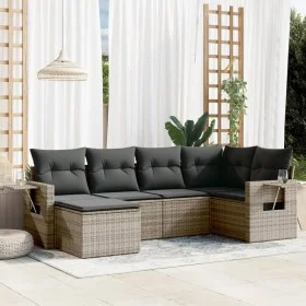 6-piece garden furniture set and gray synthetic rattan cushions by , Garden sets - Ref: Foro24-3252797, Price: 386,96 €, Disc...