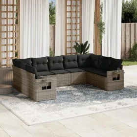 9-piece garden furniture set and gray synthetic rattan cushions by , Garden sets - Ref: Foro24-3252937, Price: 571,62 €, Disc...