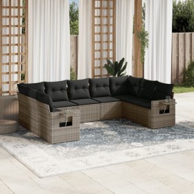 9-teiliges Gartenmöbel-Set und graue synthetische Rattankissen von , Gartensets - Ref: Foro24-3252937, Preis: 580,04 €, Rabat...