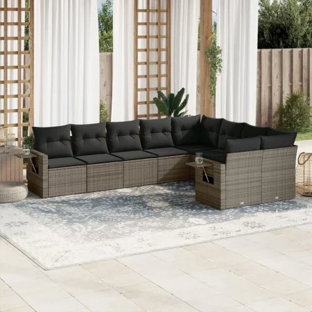 9-piece garden furniture set and gray synthetic rattan cushions by , Garden sets - Ref: Foro24-3252977, Price: 571,62 €, Disc...