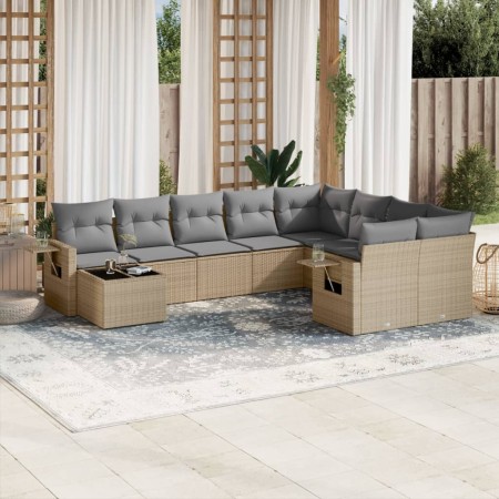 Garden sofa set with beige cushions 10 pieces synthetic rattan by , Garden sets - Ref: Foro24-3252996, Price: 675,88 €, Disco...