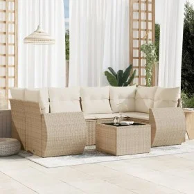 7-piece garden sofa set and beige synthetic rattan cushions by , Garden sets - Ref: Foro24-3221117, Price: 537,59 €, Discount: %
