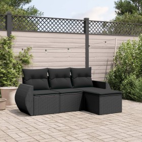 4-piece garden sofa set with black synthetic rattan cushions by , Garden sets - Ref: Foro24-3221264, Price: 255,77 €, Discoun...