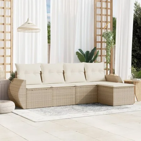 Garden sofa set with cushions 5 pieces beige synthetic rattan by , Garden sets - Ref: Foro24-3221287, Price: 381,26 €, Discou...