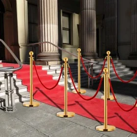 Portable VIP queue barrier 3 pcs gold stainless steel by vidaXL, Warning and protection signs - Ref: Foro24-145730, Price: 10...