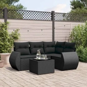 5-piece garden furniture set and black synthetic rattan cushions by , Garden sets - Ref: Foro24-3221314, Price: 377,39 €, Dis...