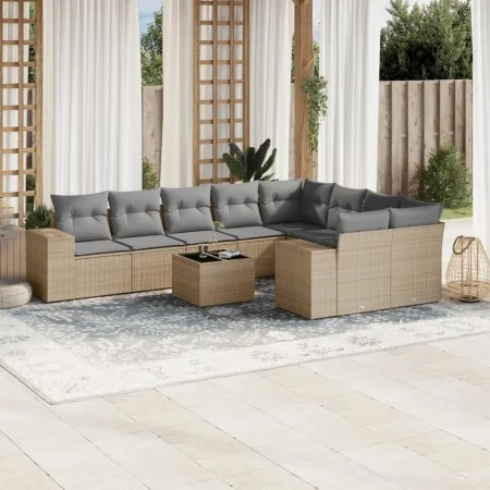 Garden sofa set with beige cushions 10 pieces synthetic rattan by , Garden sets - Ref: Foro24-3223048, Price: 622,68 €, Disco...