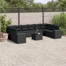 11-teiliges Gartensofa-Set und schwarze synthetische Rattankissen von , Gartensets - Ref: Foro24-3223074, Preis: 761,60 €, Ra...