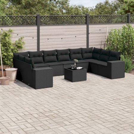 11-teiliges Gartensofa-Set und schwarze synthetische Rattankissen von , Gartensets - Ref: Foro24-3223074, Preis: 728,53 €, Ra...