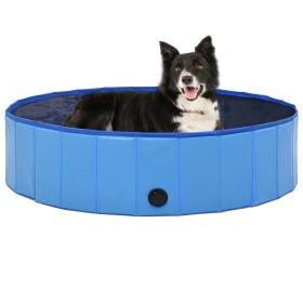 Piscina para perros plegable PVC azul 120x30 cm