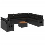 Gartensofa-Set 10-teilig mit schwarzen synthetischen Rattankissen von , Modulare Sofas für den Außenbereich - Ref: Foro24-322...