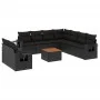 Gartensofa-Set 10-teilig mit schwarzen synthetischen Rattankissen von , Modulare Sofas für den Außenbereich - Ref: Foro24-322...