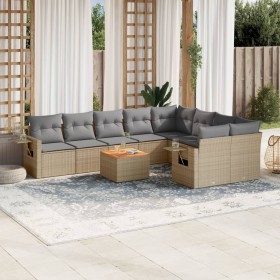 Garden sofa set with beige cushions 10 pieces synthetic rattan by , Modular outdoor sofas - Ref: Foro24-3224722, Price: 586,6...