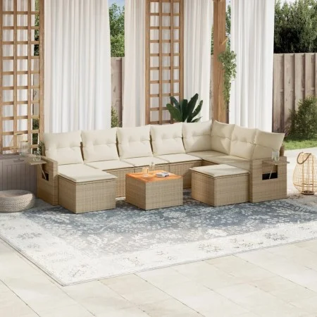 Garden sofa set with beige cushions 10 pieces synthetic rattan by , Modular outdoor sofas - Ref: Foro24-3224847, Price: 633,9...