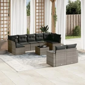 10-piece garden sofa set with gray synthetic rattan cushions by , Garden sets - Ref: Foro24-3219420, Price: 587,06 €, Discoun...