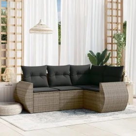 4-piece garden sofa set and gray synthetic rattan cushions by , Garden sets - Ref: Foro24-3221309, Price: 296,63 €, Discount: %