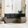 4-piece garden sofa set and gray synthetic rattan cushions by , Garden sets - Ref: Foro24-3221309, Price: 291,13 €, Discount: %