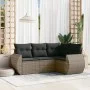 4-piece garden sofa set and gray synthetic rattan cushions by , Garden sets - Ref: Foro24-3221309, Price: 296,63 €, Discount: %