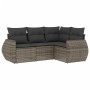 4-piece garden sofa set and gray synthetic rattan cushions by , Garden sets - Ref: Foro24-3221309, Price: 291,13 €, Discount: %