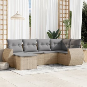 Garden sofa set with cushions 6 pieces beige synthetic rattan by , Modular outdoor sofas - Ref: Foro24-3221658, Price: 388,22...