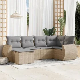 Garden sofa set with cushions 6 pieces beige synthetic rattan by , Modular outdoor sofas - Ref: Foro24-3221658, Price: 399,49...
