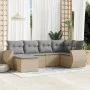 Garden sofa set with cushions 6 pieces beige synthetic rattan by , Modular outdoor sofas - Ref: Foro24-3221658, Price: 399,49...