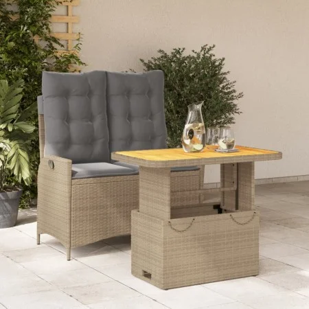 Set comedor de jardín 2 pzas con cojines ratán sintético beige de , Conjuntos de jardín - Ref: Foro24-3277490, Precio: 284,77...