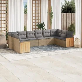 Garden sofa set with beige cushions 10 pieces synthetic rattan by , Garden sets - Ref: Foro24-3228005, Price: 638,44 €, Disco...