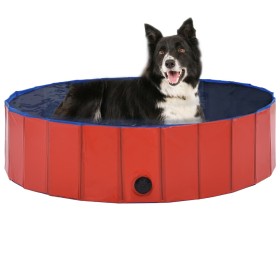 Piscina para perros plegable PVC rojo 120x30 cm