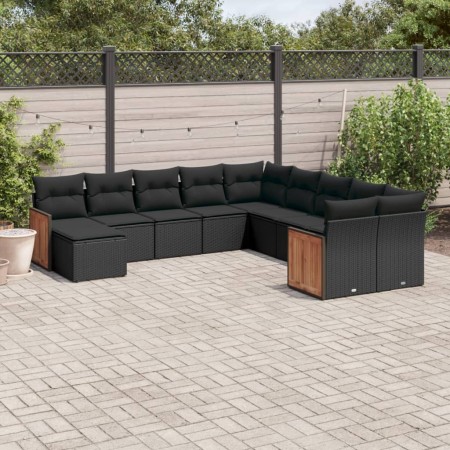 11-teiliges Gartensofa-Set und schwarze synthetische Rattankissen von , Gartensets - Ref: Foro24-3228246, Preis: 673,46 €, Ra...