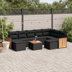 Gartensofa-Set 10-teilig mit schwarzen synthetischen Rattankissen von , Gartensets - Ref: Foro24-3228225, Preis: 568,80 €, Ra...