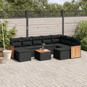 Gartensofa-Set 10-teilig mit schwarzen synthetischen Rattankissen von , Gartensets - Ref: Foro24-3228225, Preis: 578,79 €, Ra...