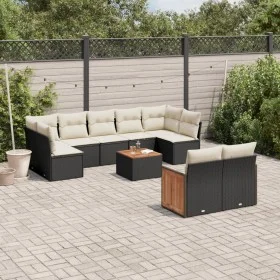 Garden sofa set 10 pieces with black synthetic rattan cushions by , Garden sets - Ref: Foro24-3227974, Price: 575,89 €, Disco...