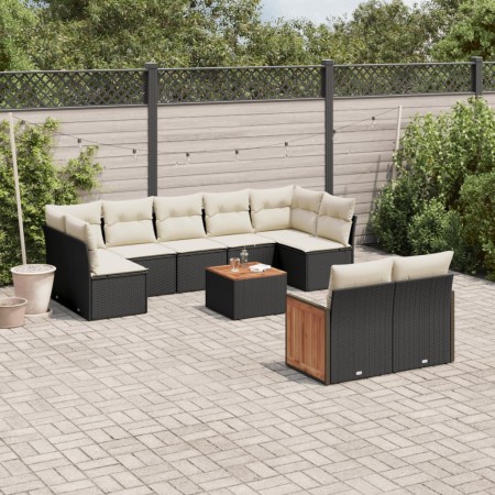 Garden sofa set 10 pieces with black synthetic rattan cushions by , Garden sets - Ref: Foro24-3227974, Price: 546,85 €, Disco...