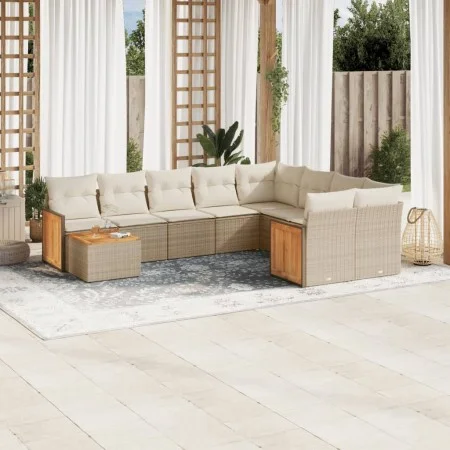 Garden sofa set with beige cushions 10 pieces synthetic rattan by , Garden sets - Ref: Foro24-3227997, Price: 658,28 €, Disco...