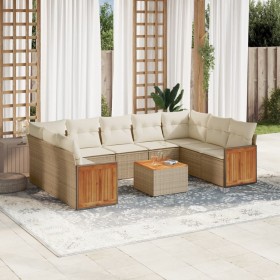 Juego de sofás jardín con cojines beige 10 pzas ratán sintético de , Conjuntos de jardín - Ref: Foro24-3227962, Precio: 611,6...