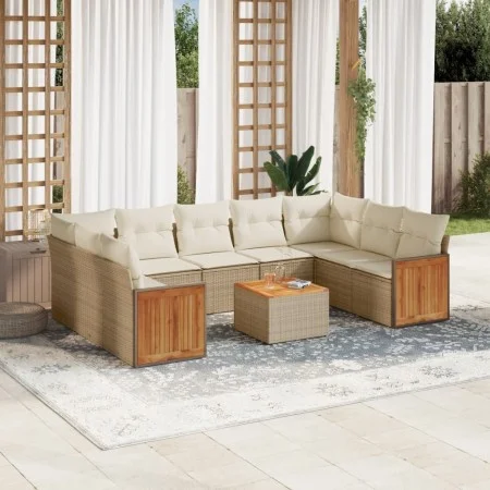 Gartensofa-Set mit beigen Kissen, 10-teilig, synthetisches Rattan von , Gartensets - Ref: Foro24-3227962, Preis: 658,28 €, Ra...