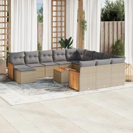 Garden sofa set with cushions 13 pieces beige synthetic rattan by , Garden sets - Ref: Foro24-3228271, Price: 827,52 €, Disco...